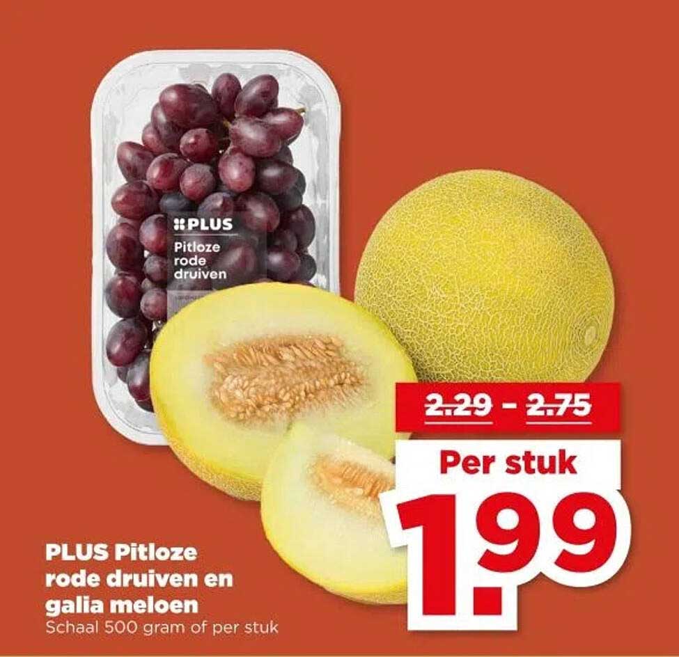 PLUS Pitloze rode druiven en galia meloen