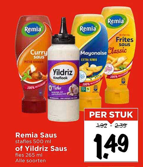 Remia Saus 500 ml of Yildriz Saus 265 ml