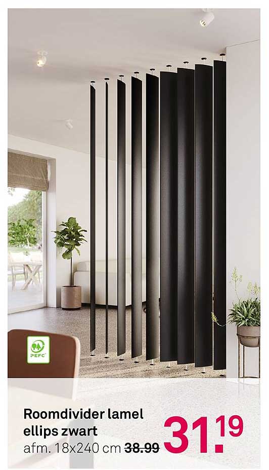 Roomdivider lamel ellips zwart