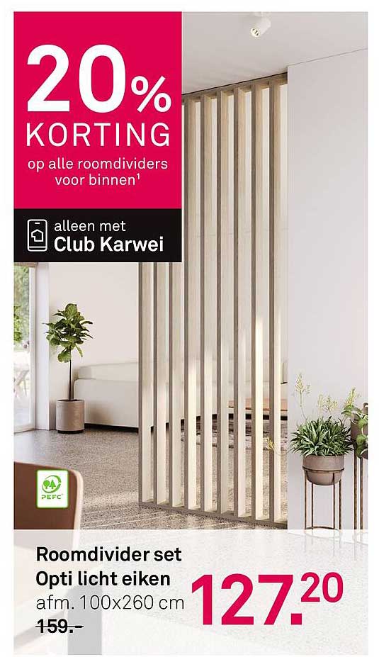 Roomdivider set Opti licht eiken