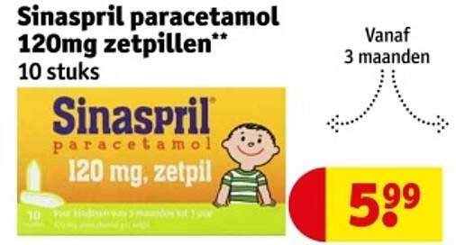 Sinaspril paracetamol 120mg zetpillen** 10 stuks