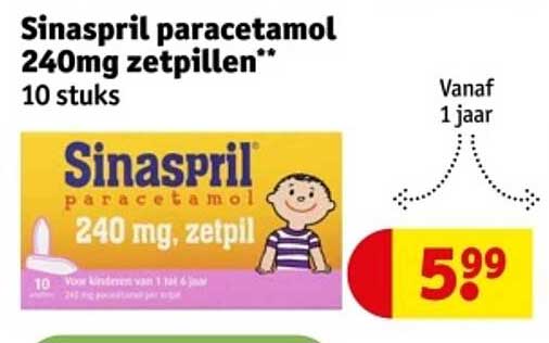 Sinaspril paracetamol 240mg zetpillen** 10 stuks