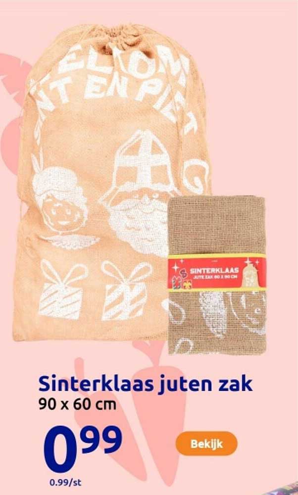 Sinterklaas juten zak 90 x 60 cm