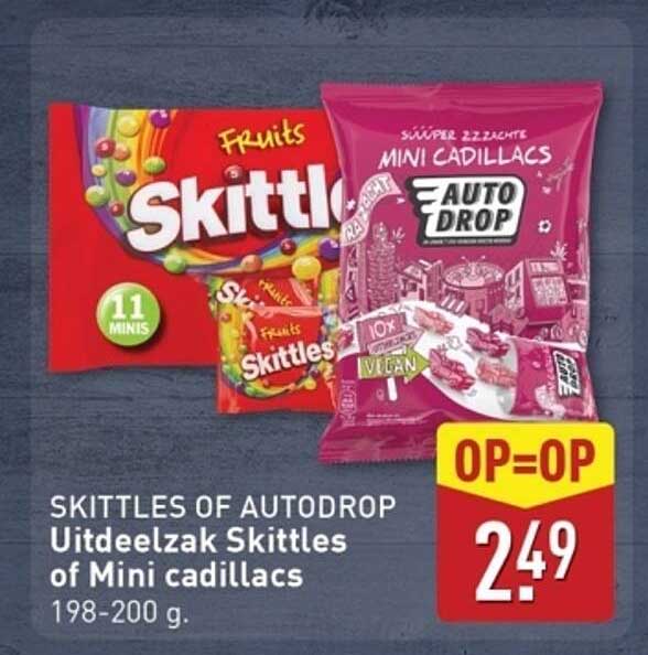SKITTLES OF AUTODROP Uitdeelzak Skittles of Mini cadillacs
