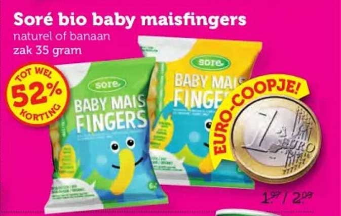 Soré bio baby maisfingers naturel of banaan zak 35 gram