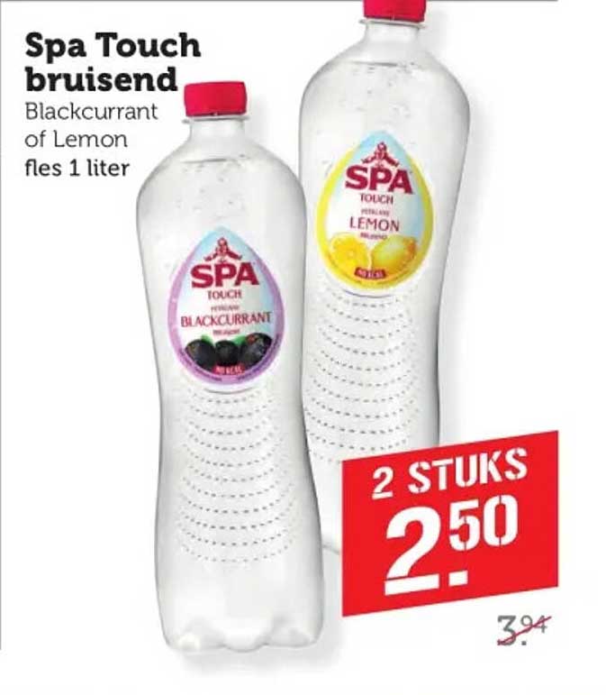 Spa Touch bruisend Blackcurrant of Lemon fles 1 liter