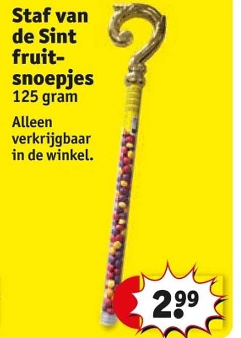 Staf van de Sint fruitsnoepjes 125 gram