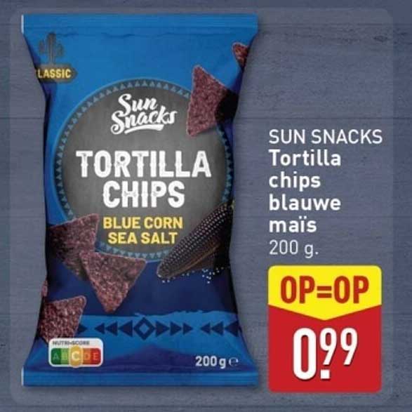 SUN SNACKS Tortilla chips blauwe maïs 200 g.