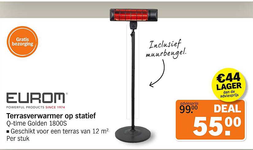 Terrasverwarmer op statief Q-time Golden 1800S