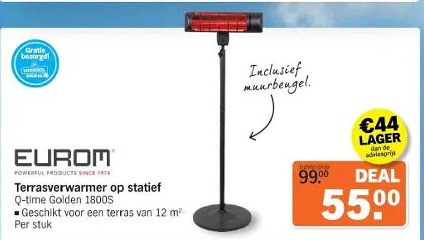 Terrasverwarmers op statief Q-time Golden 1800S