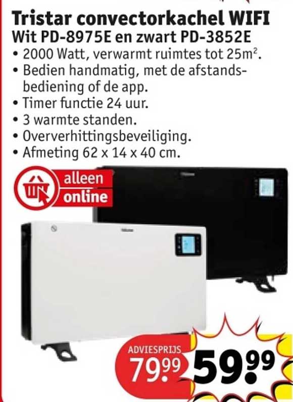 Tristar convectorkachel WIFI Wit PD-8975E en zwart PD-3852E