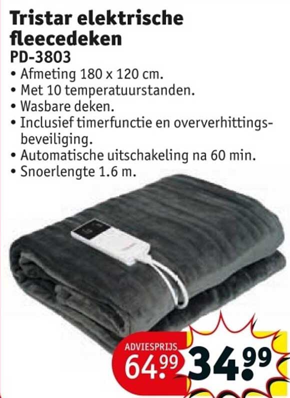 Tristar elektrische fleecedeken PD-3803