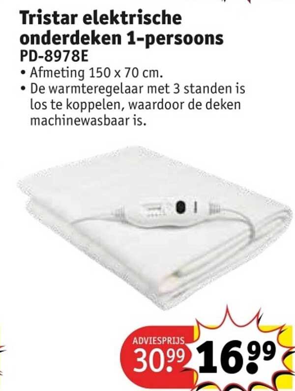 Tristar elektrische onderdeken 1-persoons PD-8978E