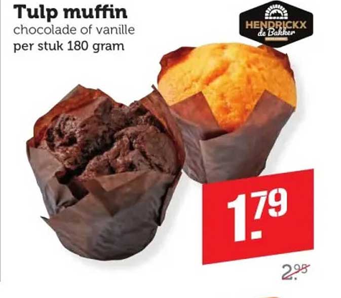 Tulp muffin chocolade of vanille per stuk 180 gram