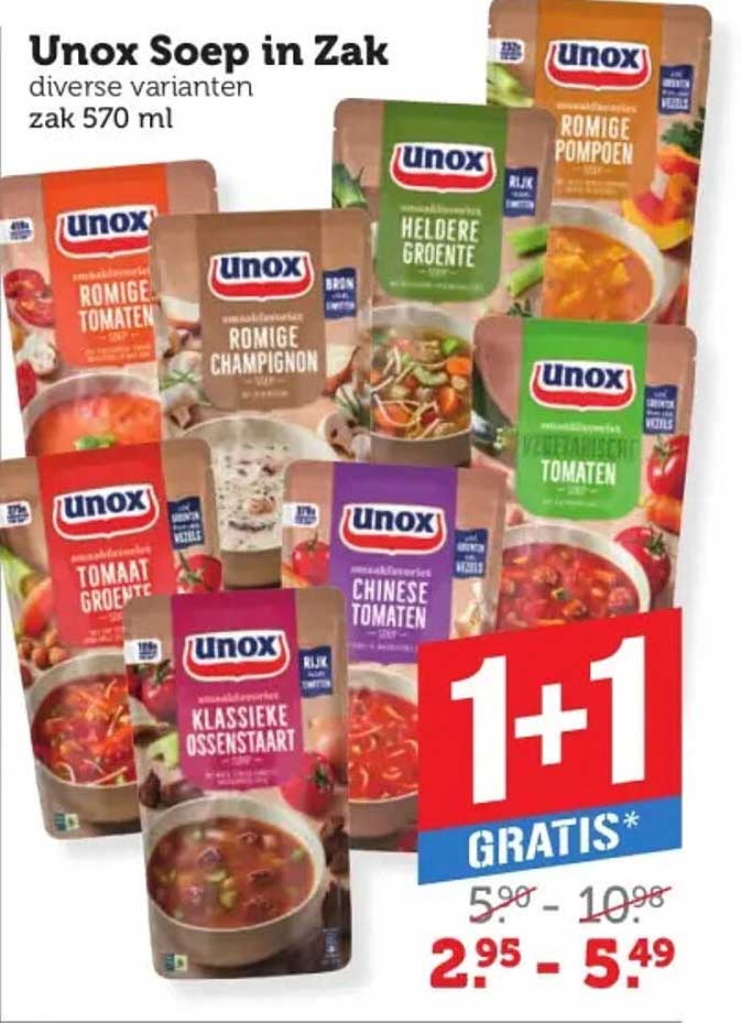 Unox Soep in Zak 1+1 GRATIS