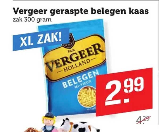 Vergeer geraspte belegen kaas zak 300 gram