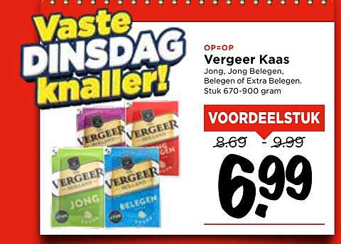 Vergweer Kaas Jong, Jong Belegen, Belegen of Extra Belegen 670-900 gram