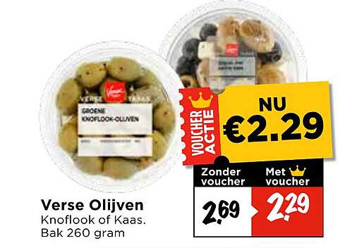 Verse Olijven Knoflook of Kaas. Bak 260 gram