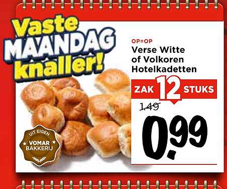 Verse Witte of Volkoren Hotelkadoetten