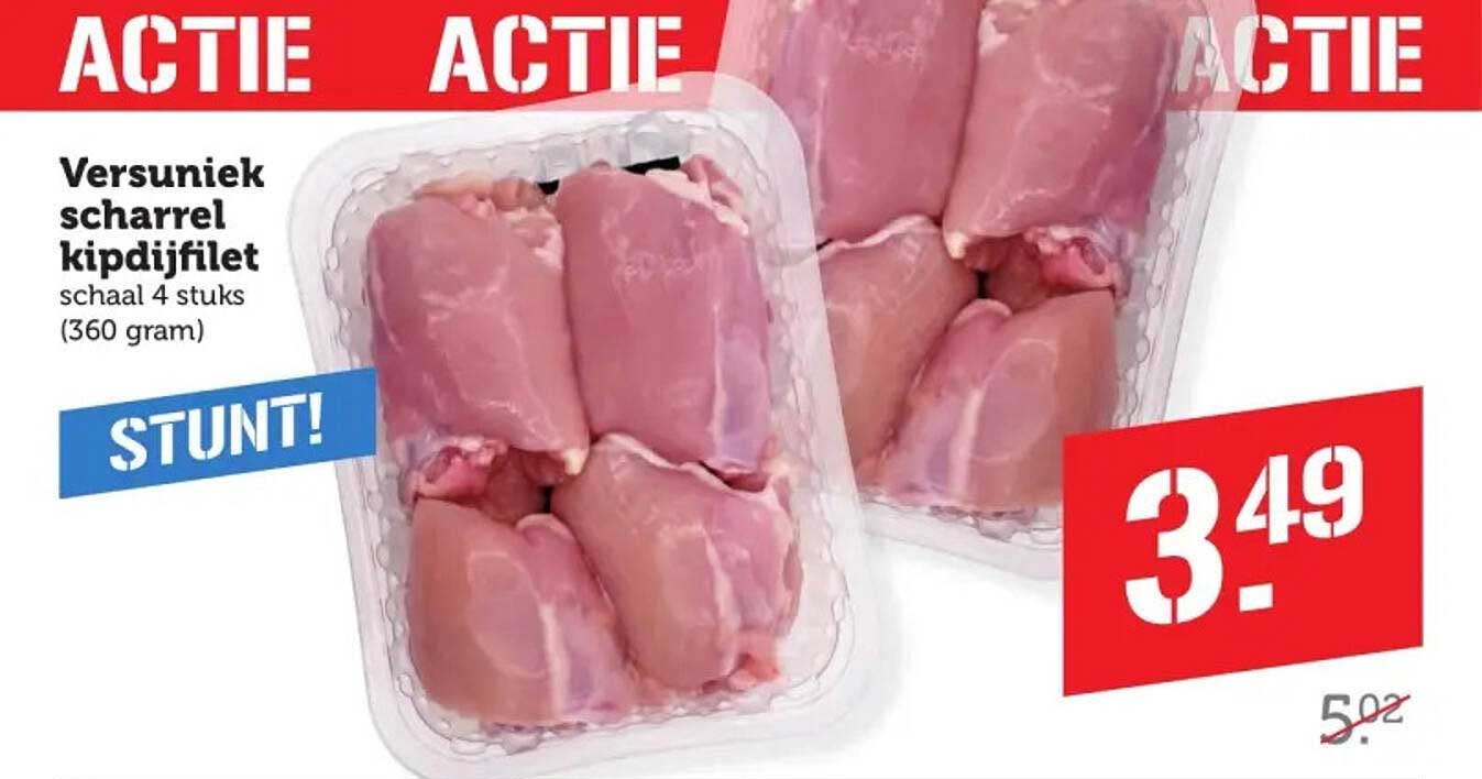 Versuniekscharrel kipdijfilet schaal 4 stuks (360 gram)