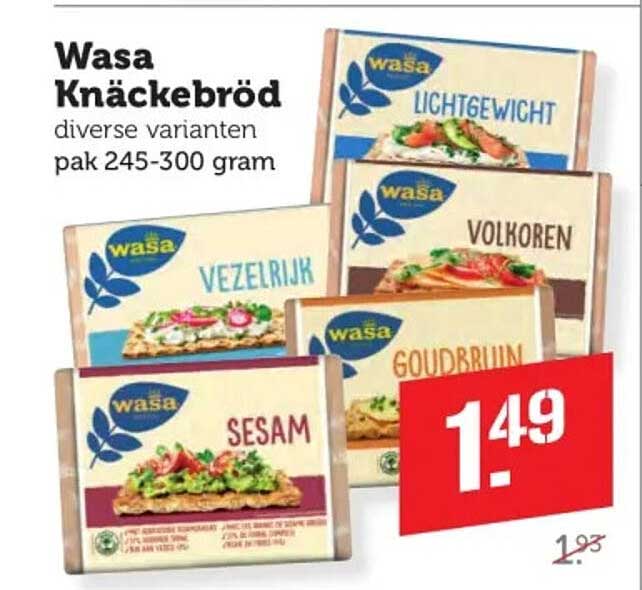 Wasa Knäckebröd diverse varianten pak 245-300 gram