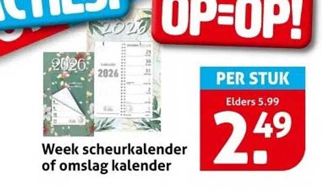 Week scheurkalender of omslagkalender