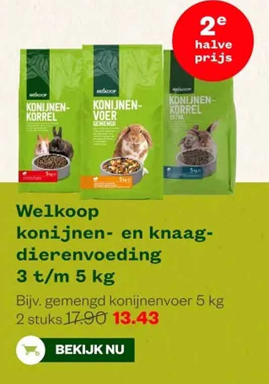 Welkoop konijnen- en knaagdierenvoeding 3 t/m 5 kg