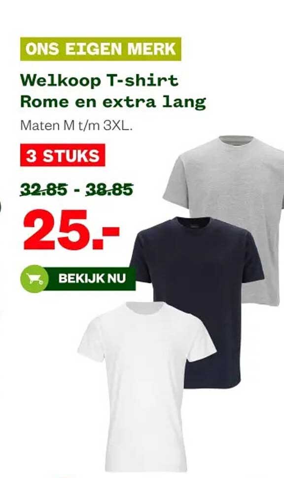 Welkoop T-shirt Rome en extra lang