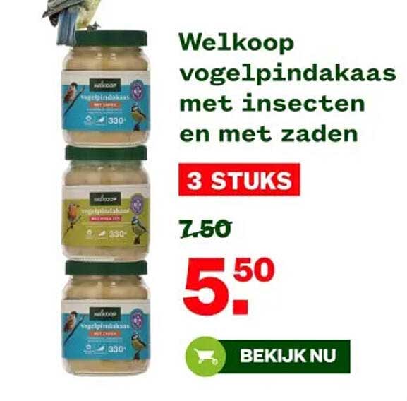 Welkoop vogelpindakaas met insecten en met zaden