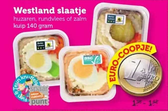 Westland slaatje huzaren, rundvlees of zalm kuip 140 gram