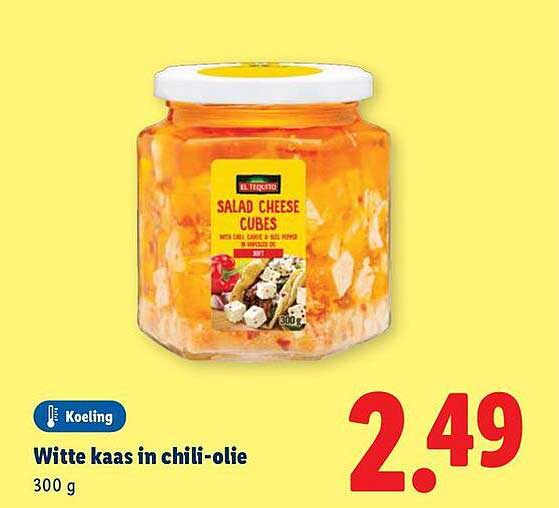 Witte kaas in chili-olie