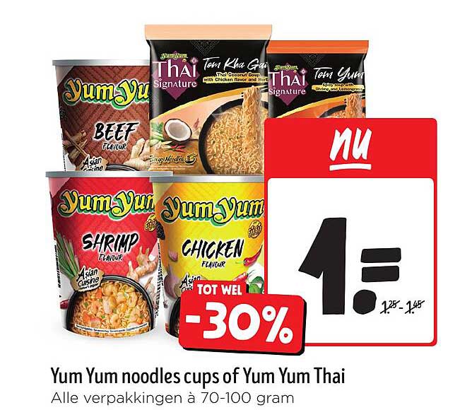Yum Yum noodles cups of Yum Yum Thai