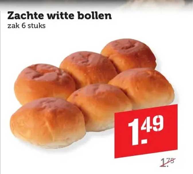 Zachte witte bollen zak 6 stuks