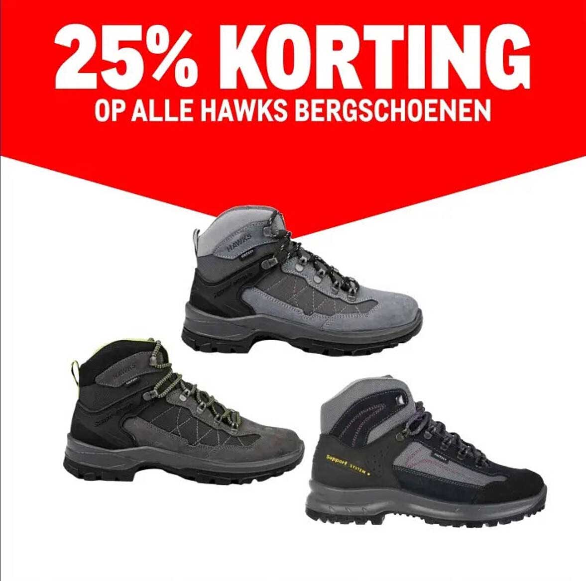 25% KORTING OP ALLE HAWKS BERGSCHOENEN