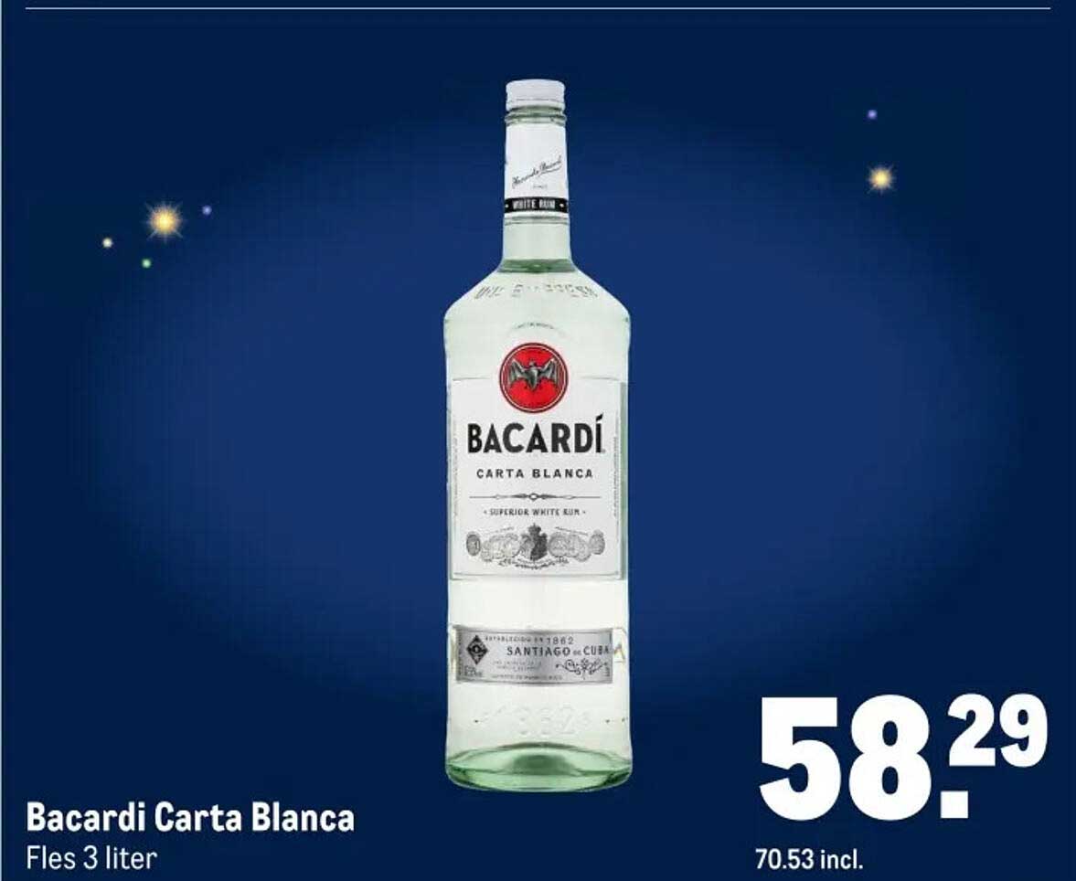 Bacardi Carta Blanca Fles 3 liter