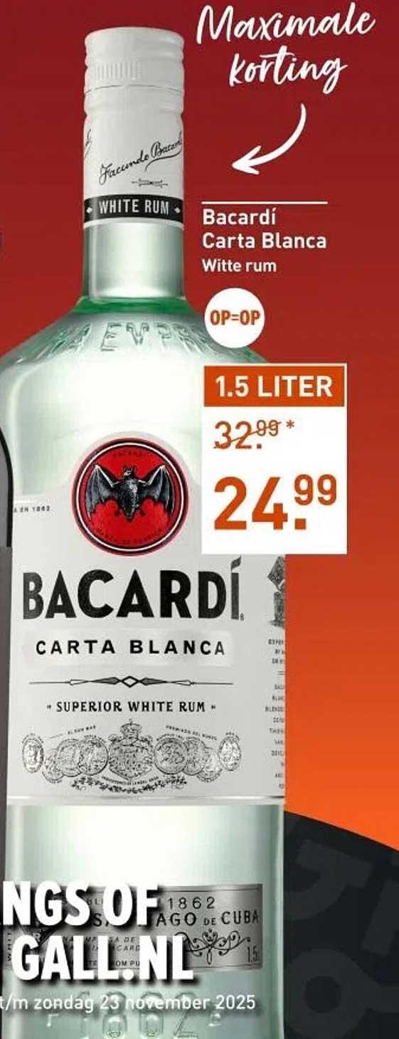 Bacardí Carta Blanca Witte Rum 1.5 L