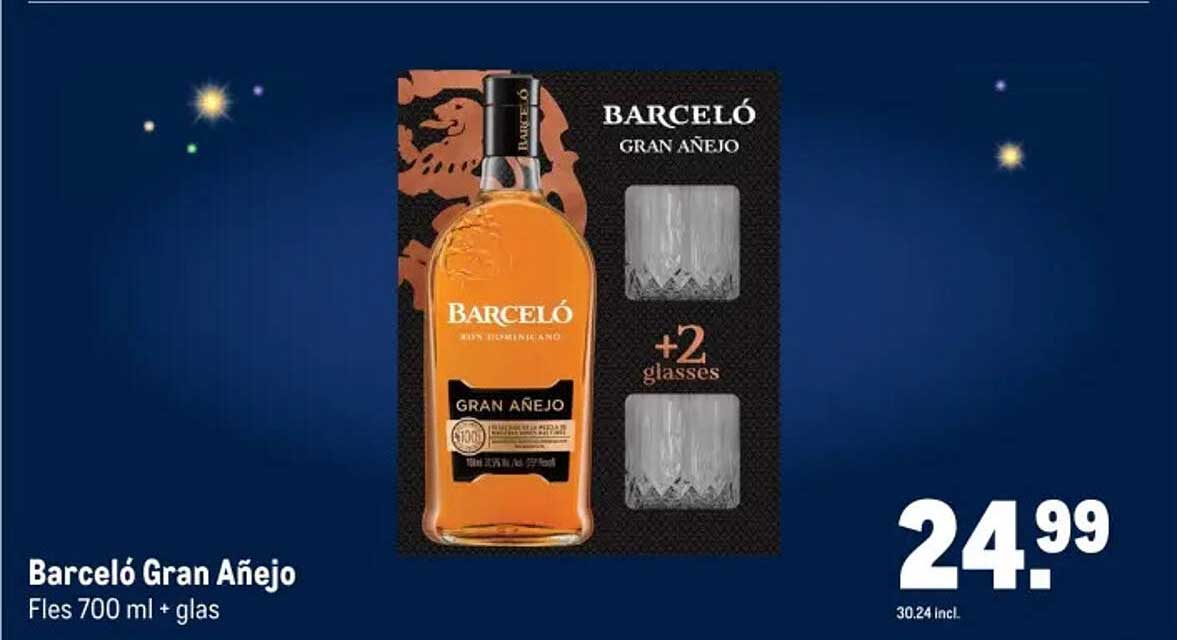 Barceló Gran Añejo Fles 700 ml + glas