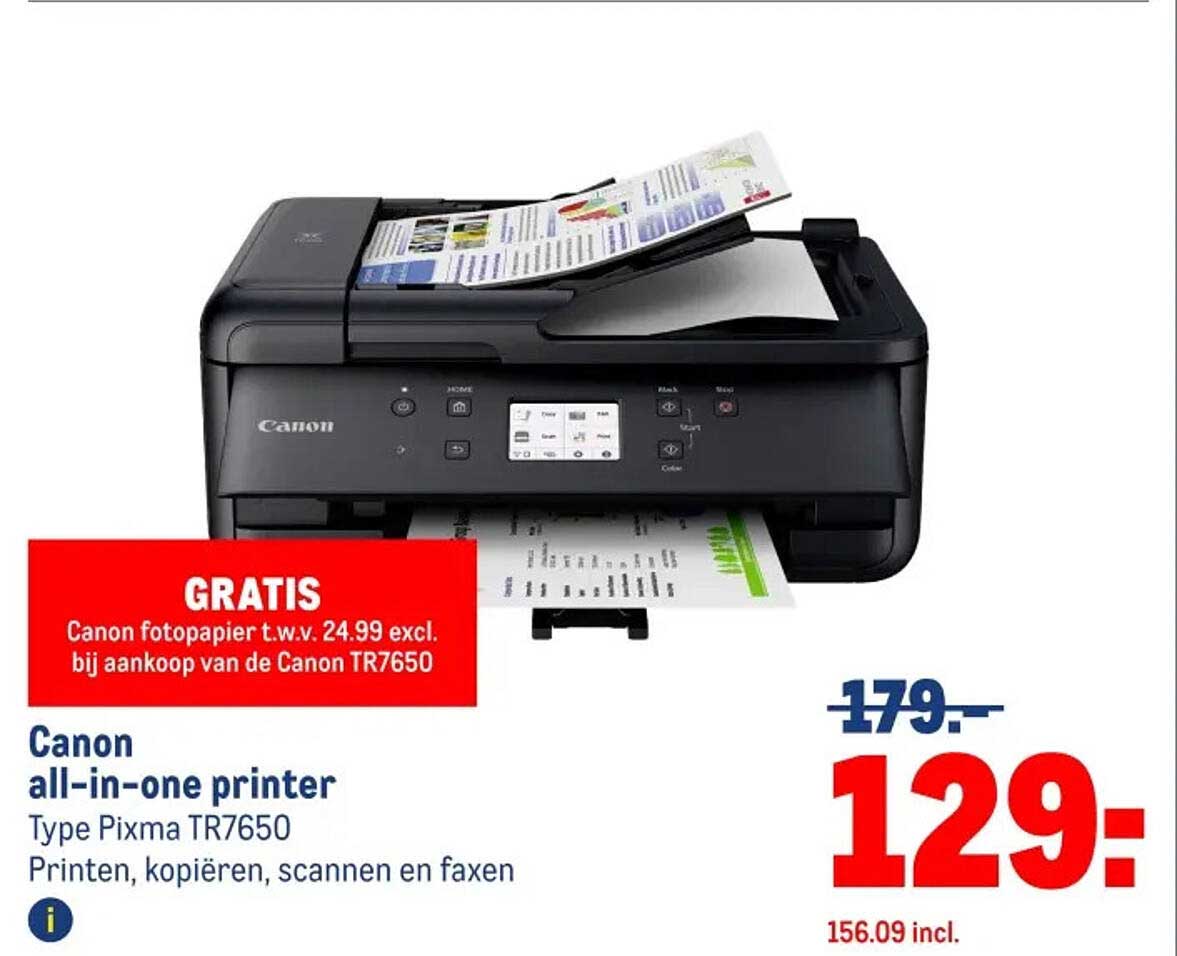 Canon all-in-one printer Type Pixma TR7650