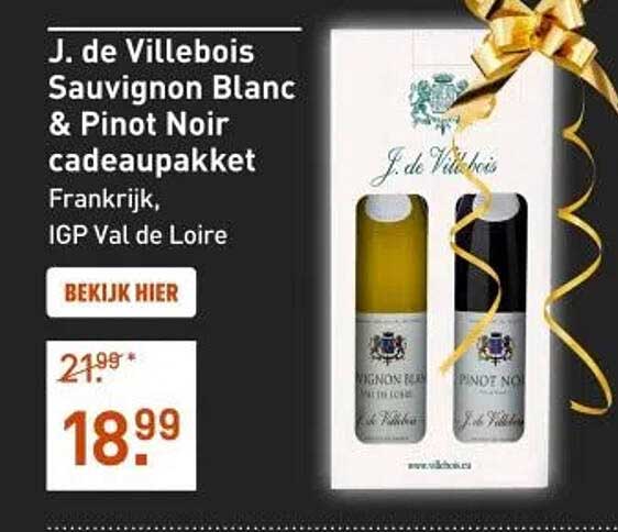 J. de Villebois Sauvignon Blanc & Pinot Noir cadeaupakket