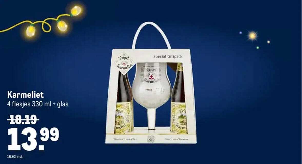 Karmeliet 4 flesjes 330 ml + glas