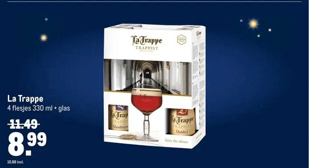 La Trappe 4 flesjes 330 ml + glas