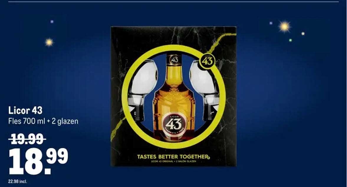 Licor 43 Fles 700 ml + 2 glazen