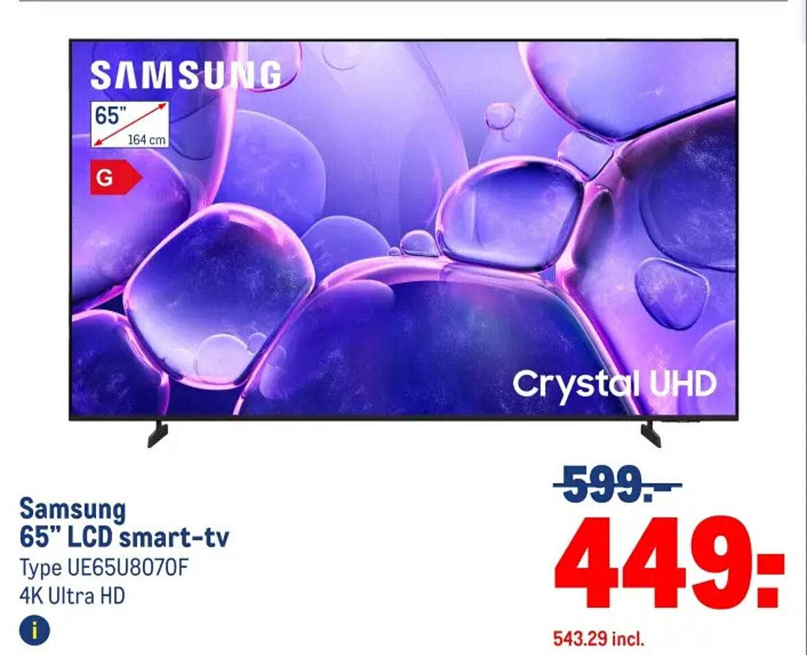 Samsung 65" LCD smart-tv Type UE65U8070F 4K Ultra HD