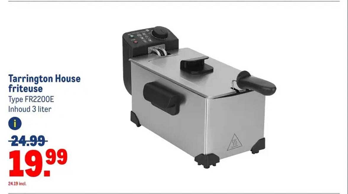 Tarrington House friteuse Type FR2200E Inhoud 3 liter