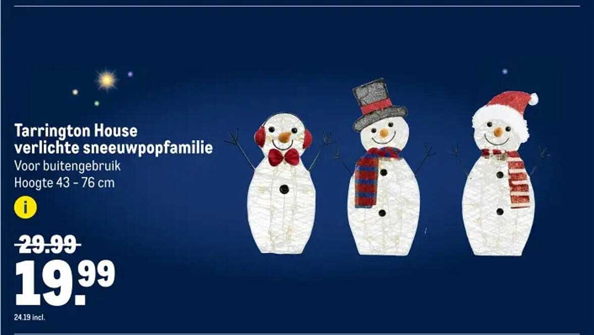 Tarrington House verlichte sneeuwpopfamilie