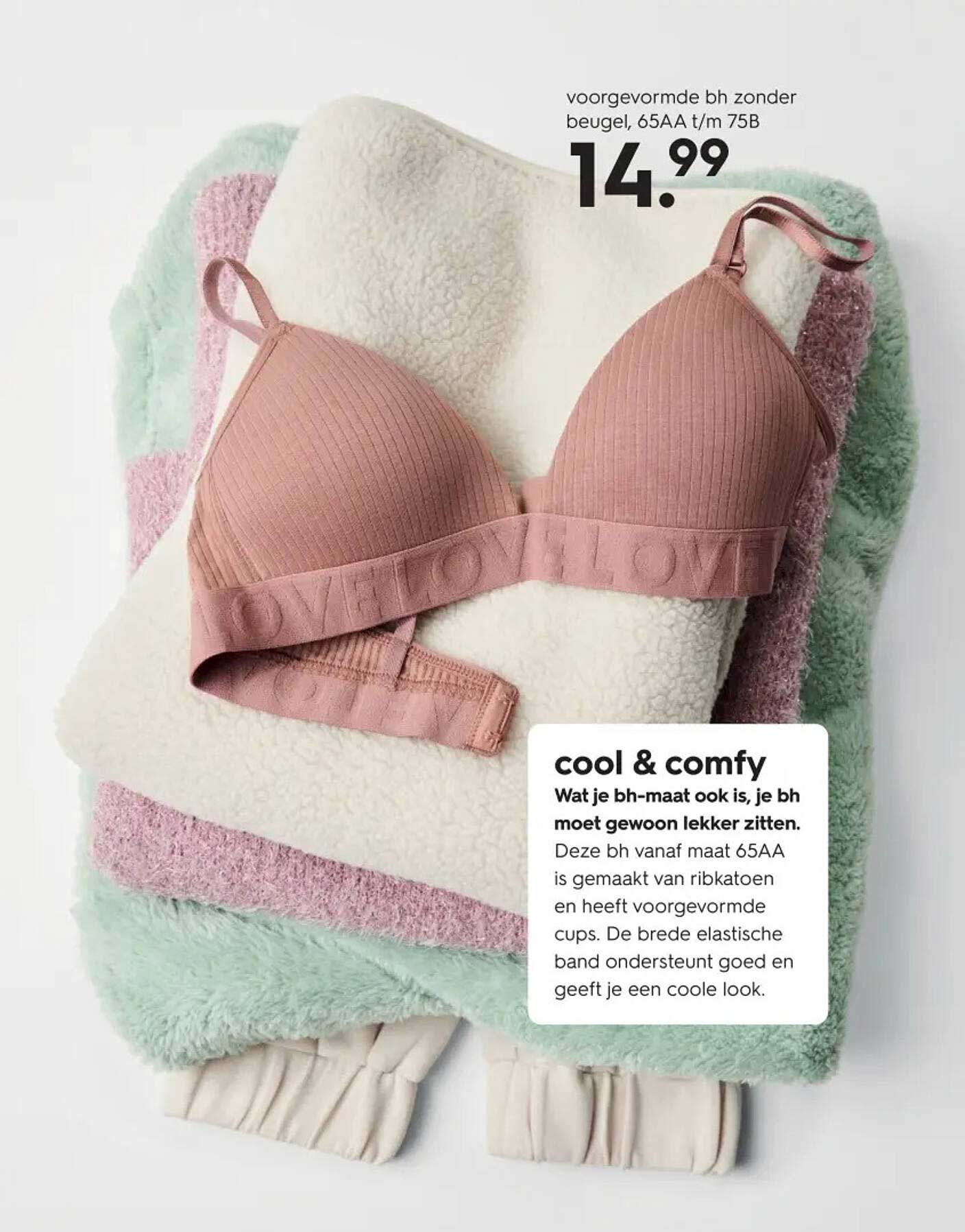 voorgevormde bh zonder beugel, 65AA t/m 75B