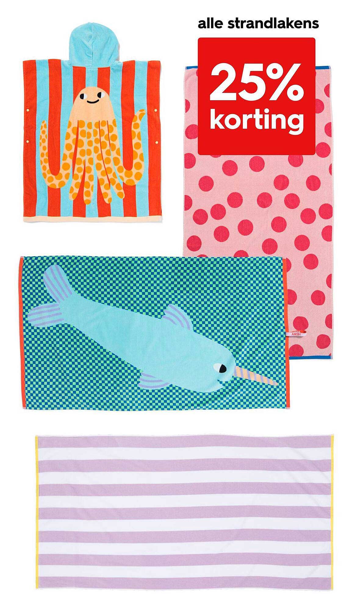 25% korting op alle strandlakens