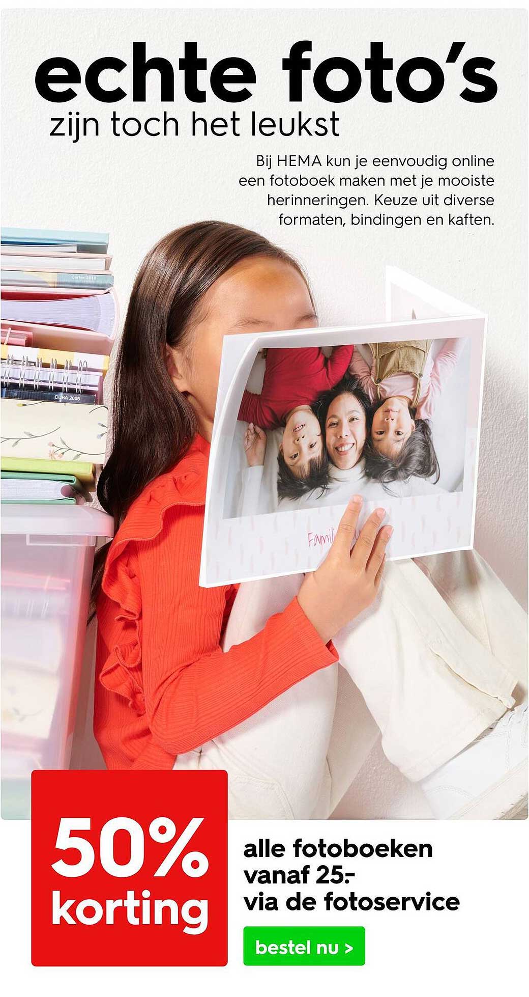 50% korting op alle fotoboeken vanaf 25- via de fotoservice