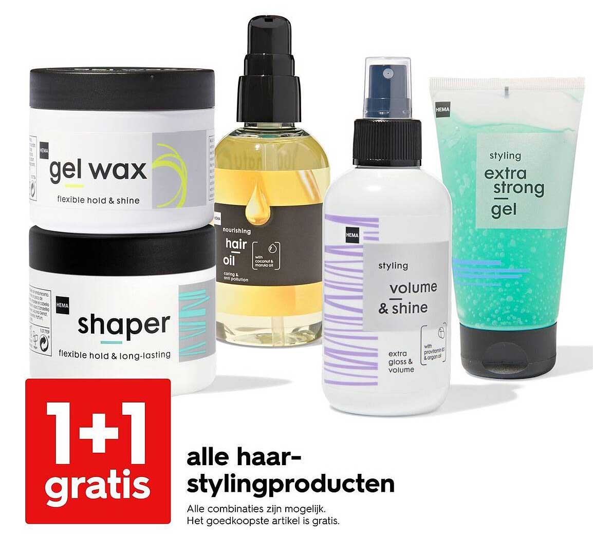 alle haar-stylingproducten 1+1 gratis
