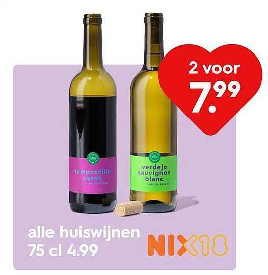 alle huiswijnen 75 cl 4.99